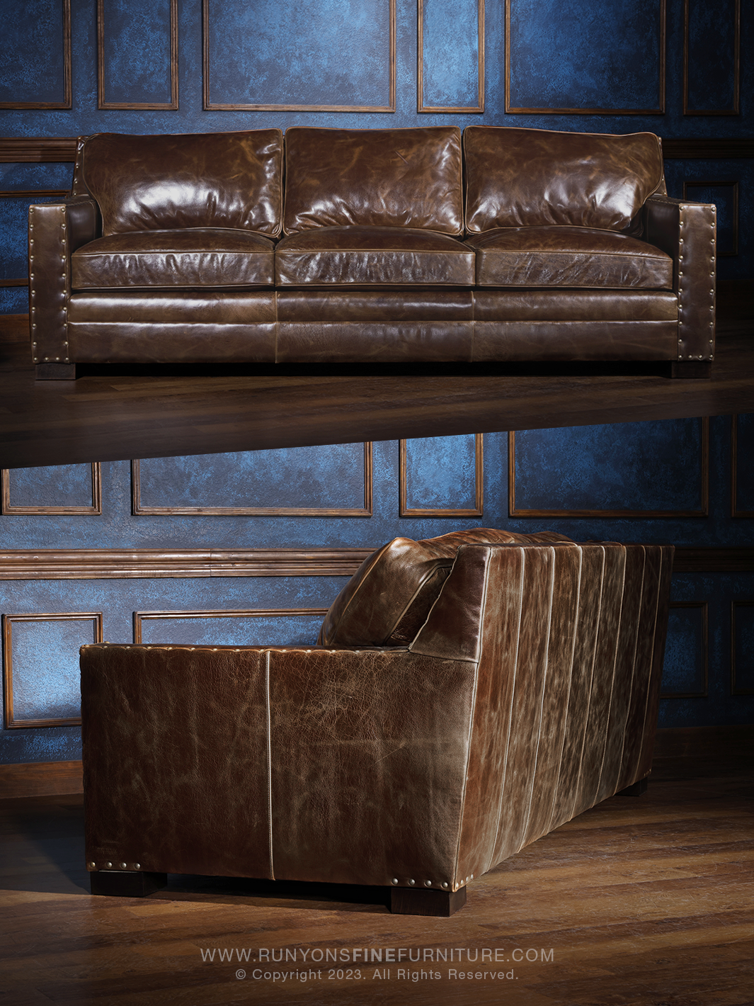 dark brown leather sofa