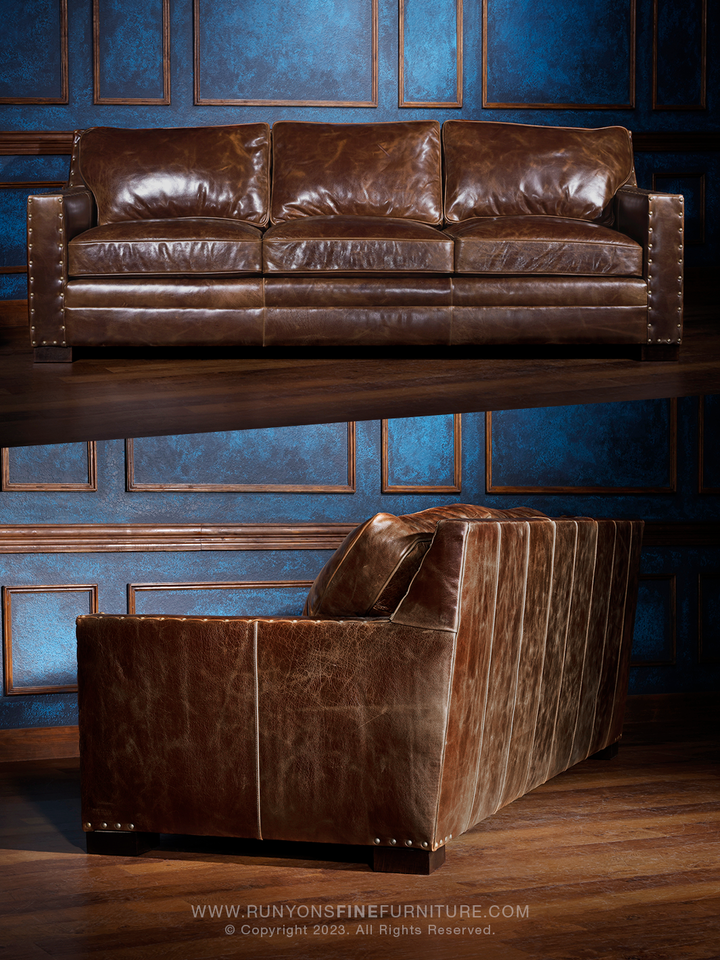dark brown leather sofa