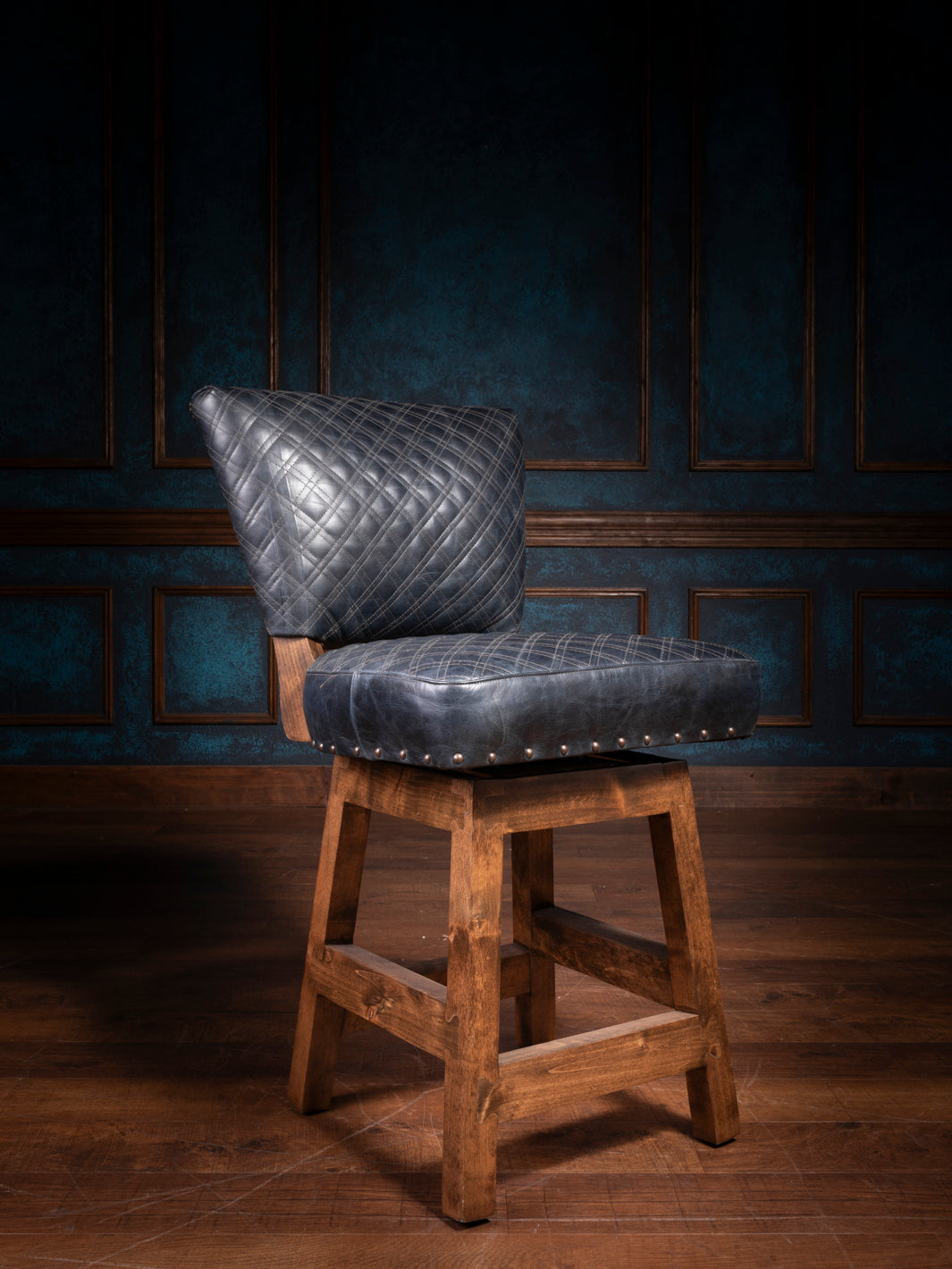 Lavish Navy Leather Bar Stool – Runyon's Fine Furniture