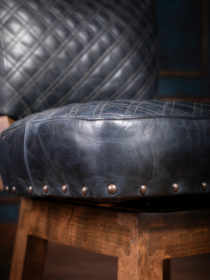 Lavish Navy Leather Bar Stool