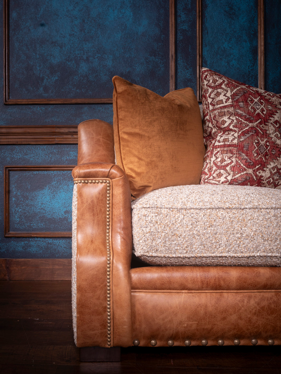 Leather and Fabric Canyon Sectional Sofa