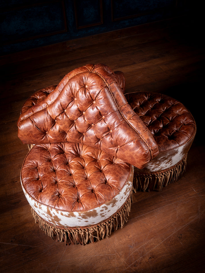 Maverick 3-Seater Tufted Leather Settee