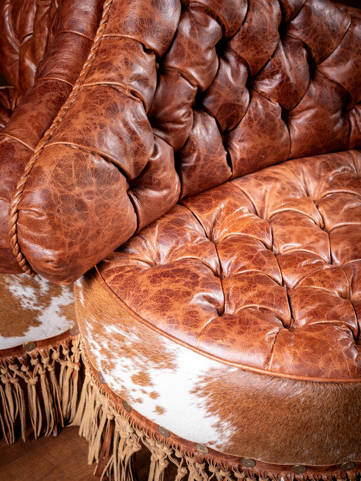 Maverick 3-Seater Tufted Leather Settee