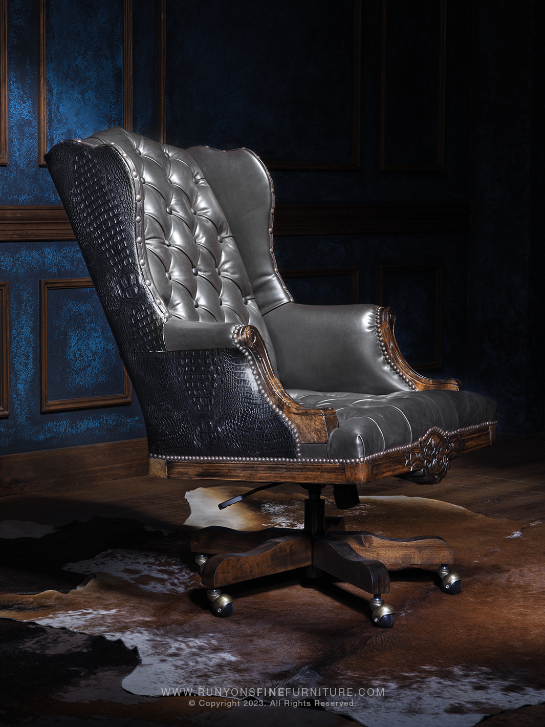 Midnight Crocodile Leather Desk Chair – Runyon's Fine Furniture