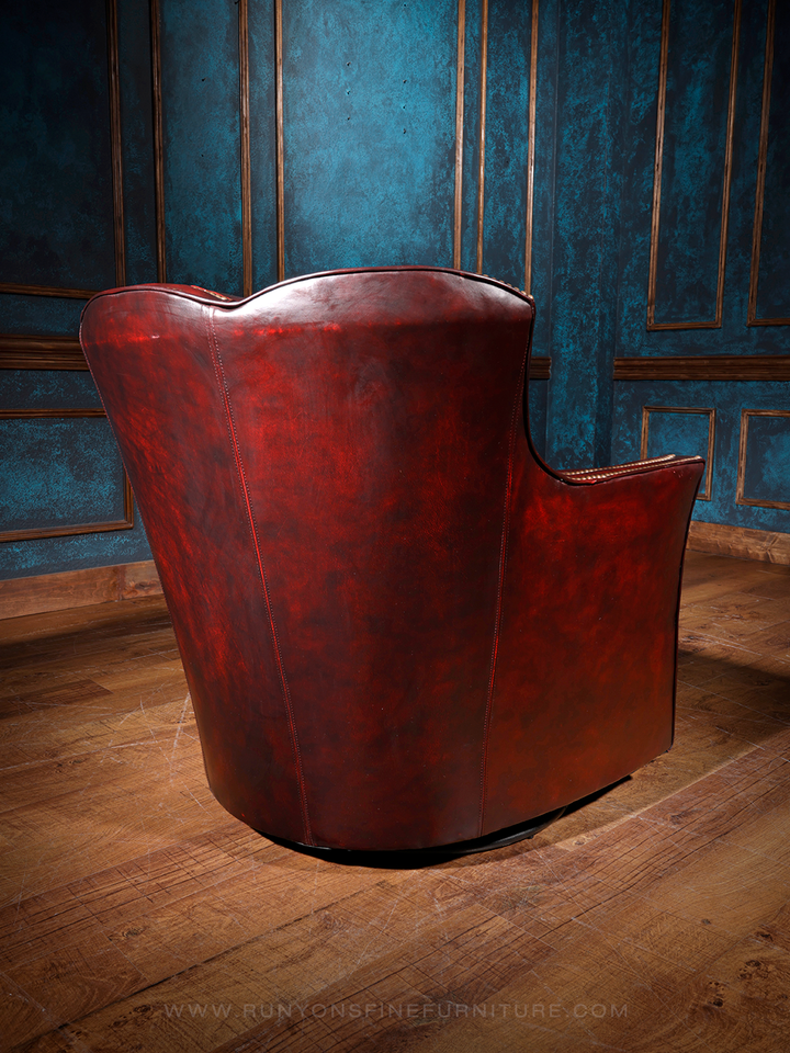 Western Scarlet Leather Swivel Chair