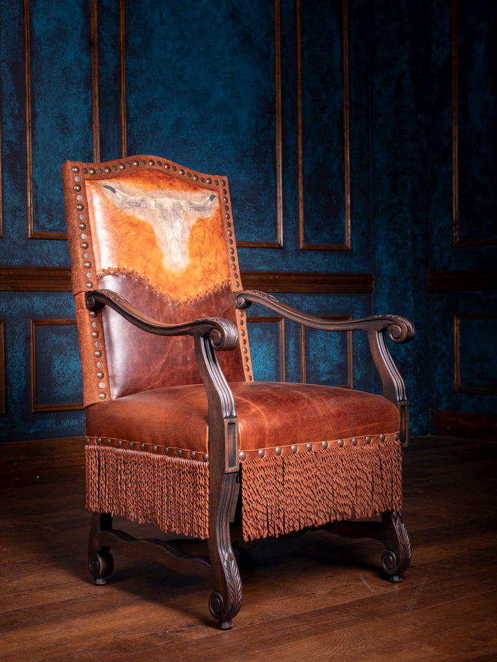 Stitched Longhorn Leather Accent Chair