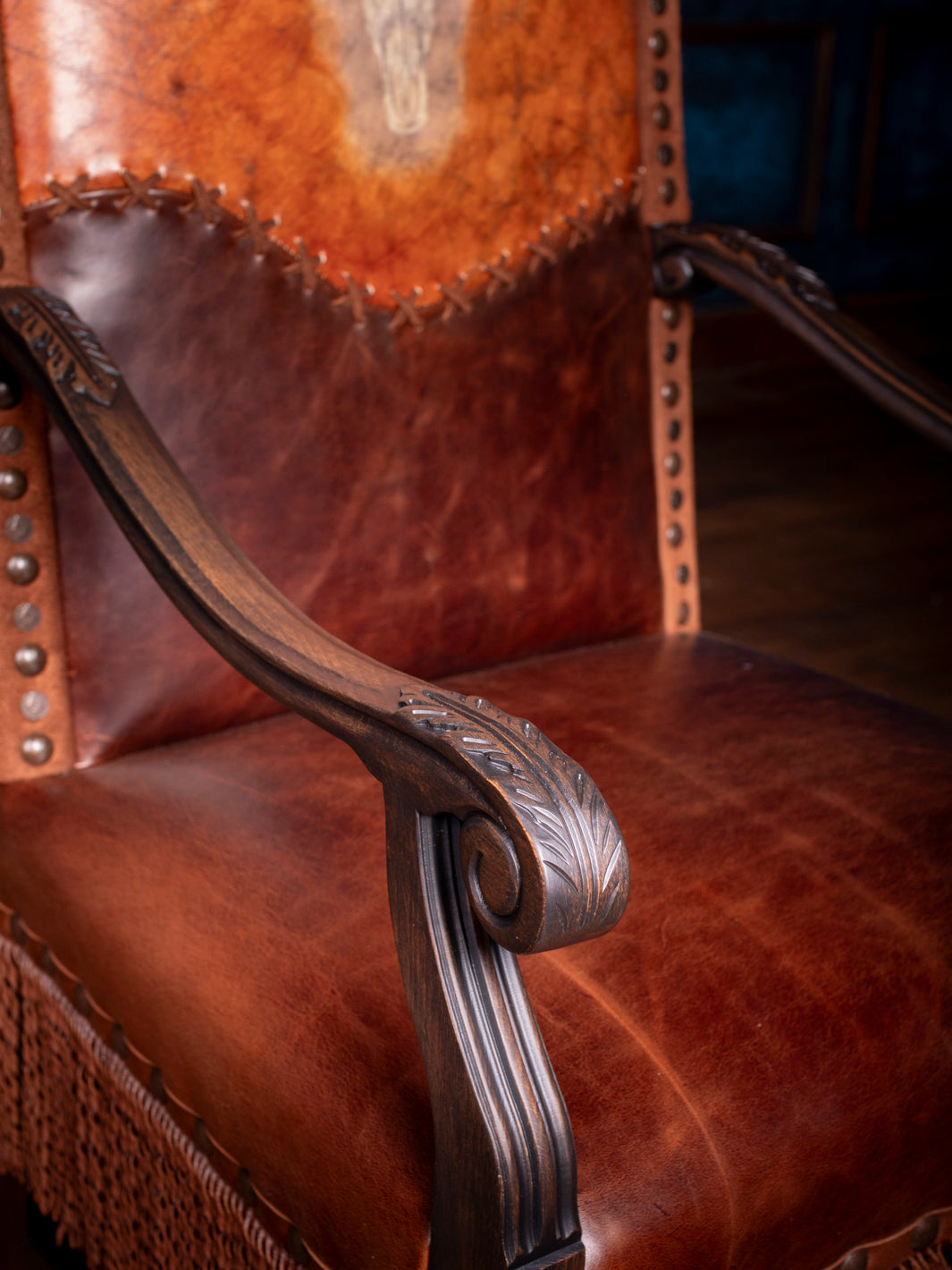 Stitched Longhorn Leather Accent Chair