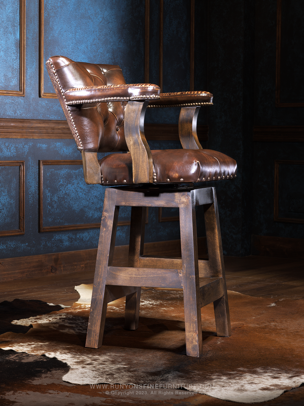 croc leather western bar stool