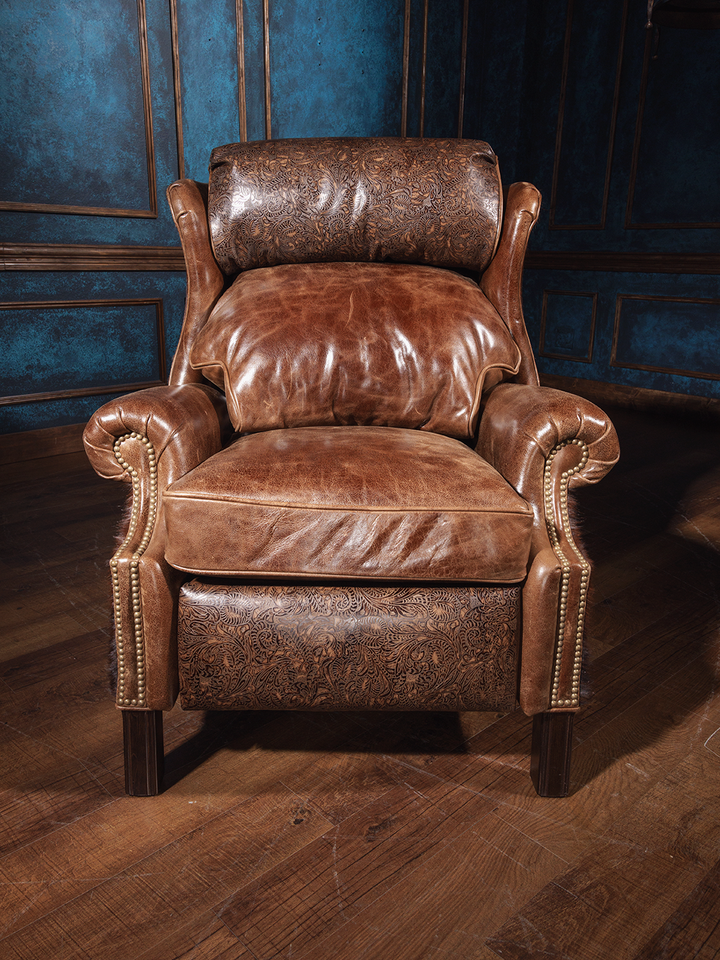 Old Western Brown Leather Recliner