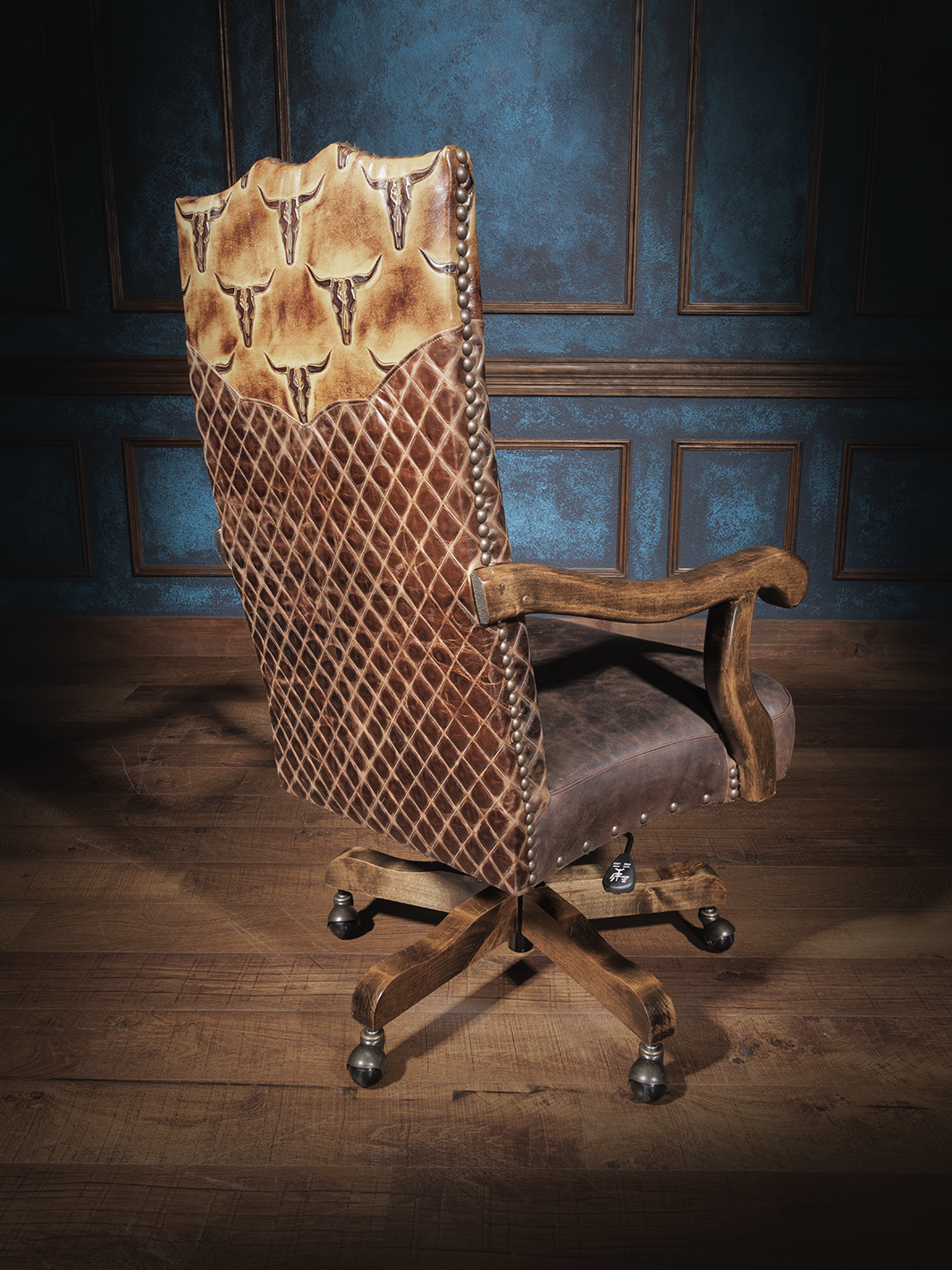 Diamond Longhorn Leather Desk Chair