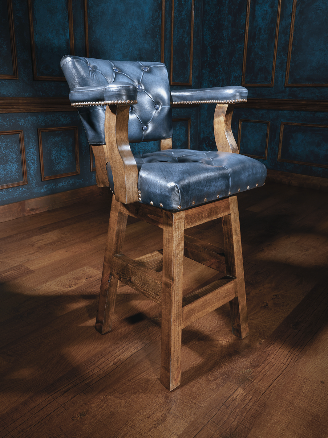 blue western barstool