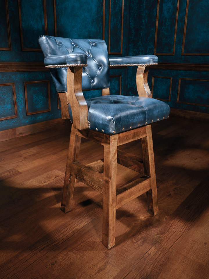 blue western barstool