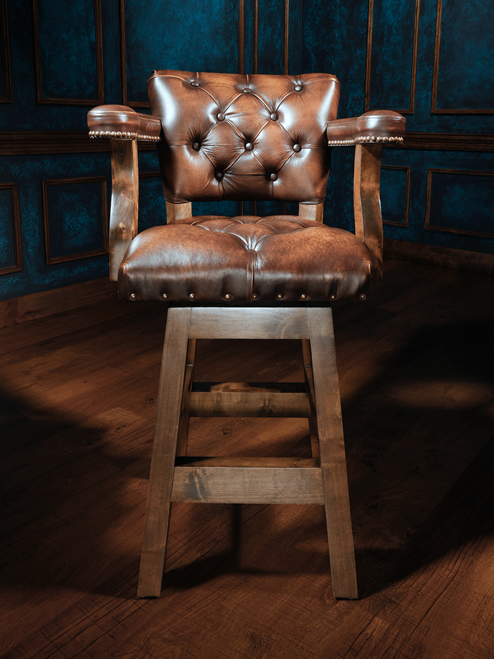 western leather bar stool