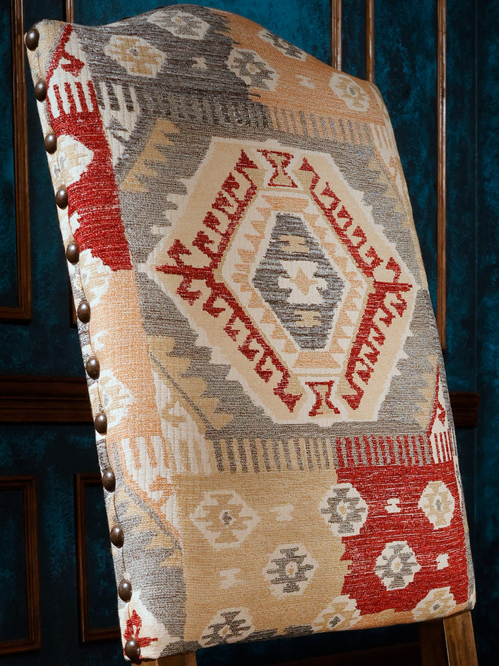 close view of fabric on the front of Alamo southwestern style side chair