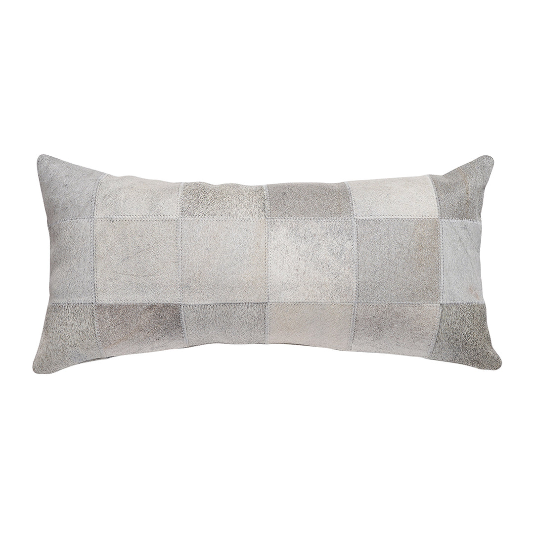 Grey Patch Cowhide Pillow