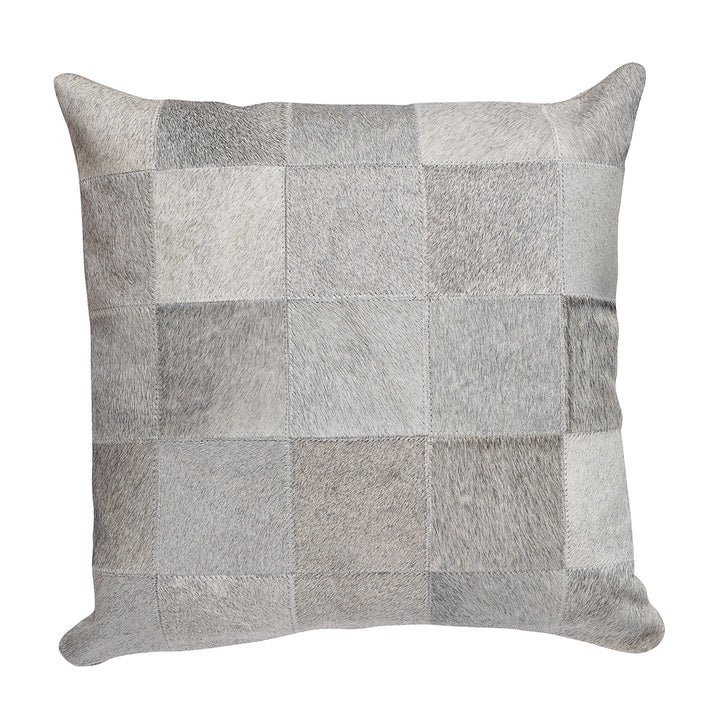 Grey Patch Cowhide Pillow
