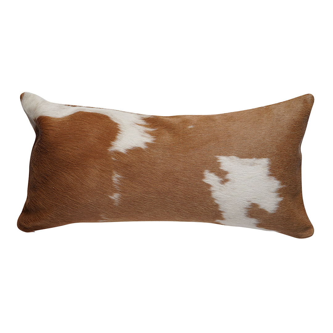 Brown & White Cloudy Brindle Cowhide Pillow