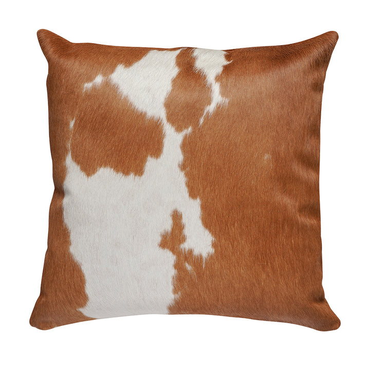 Brown & White Cloudy Brindle Cowhide Pillow