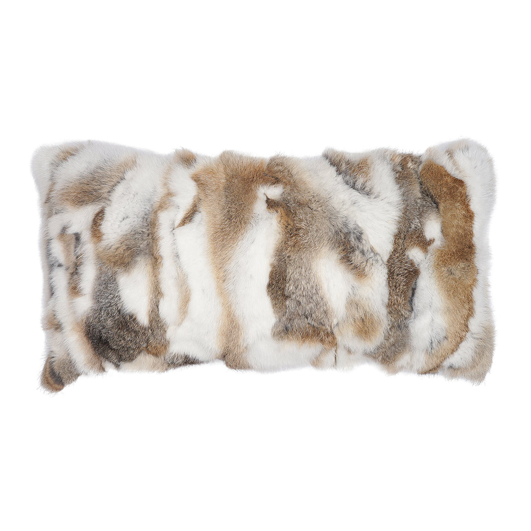 Brown Pieced Rabbit Fur Pillow