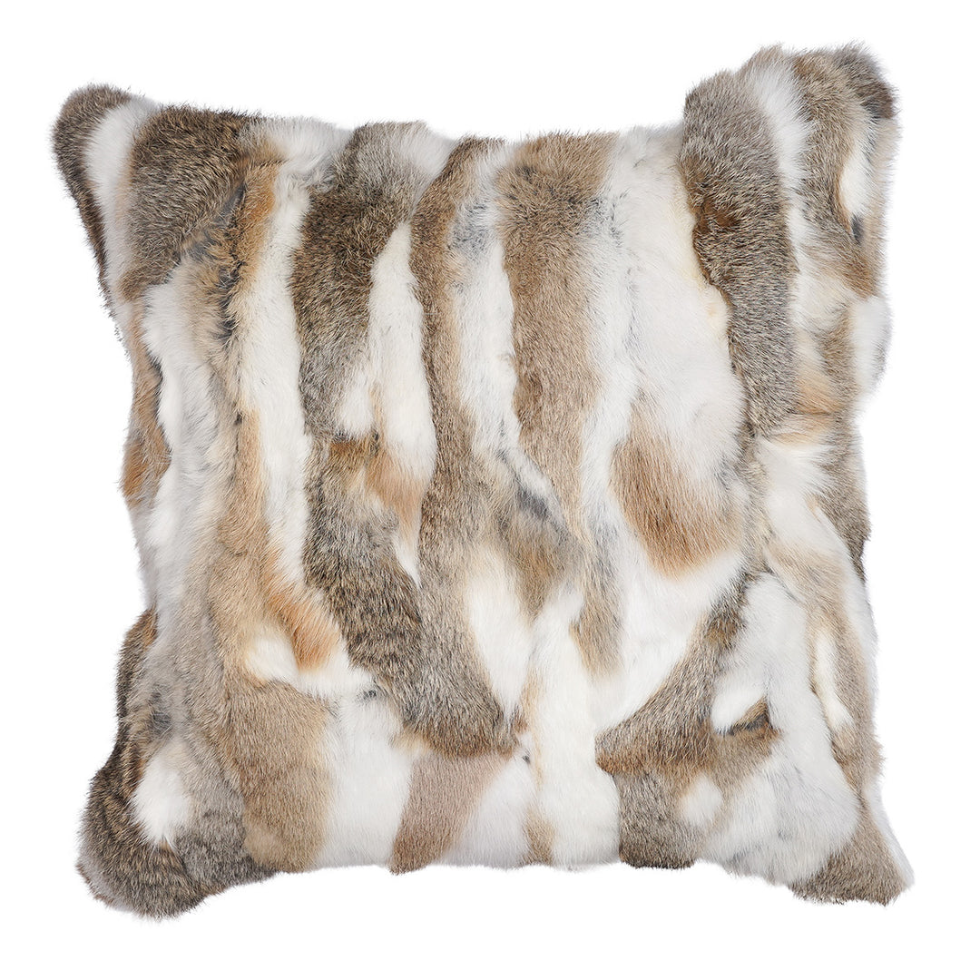 Brown Pieced Rabbit Fur Pillow