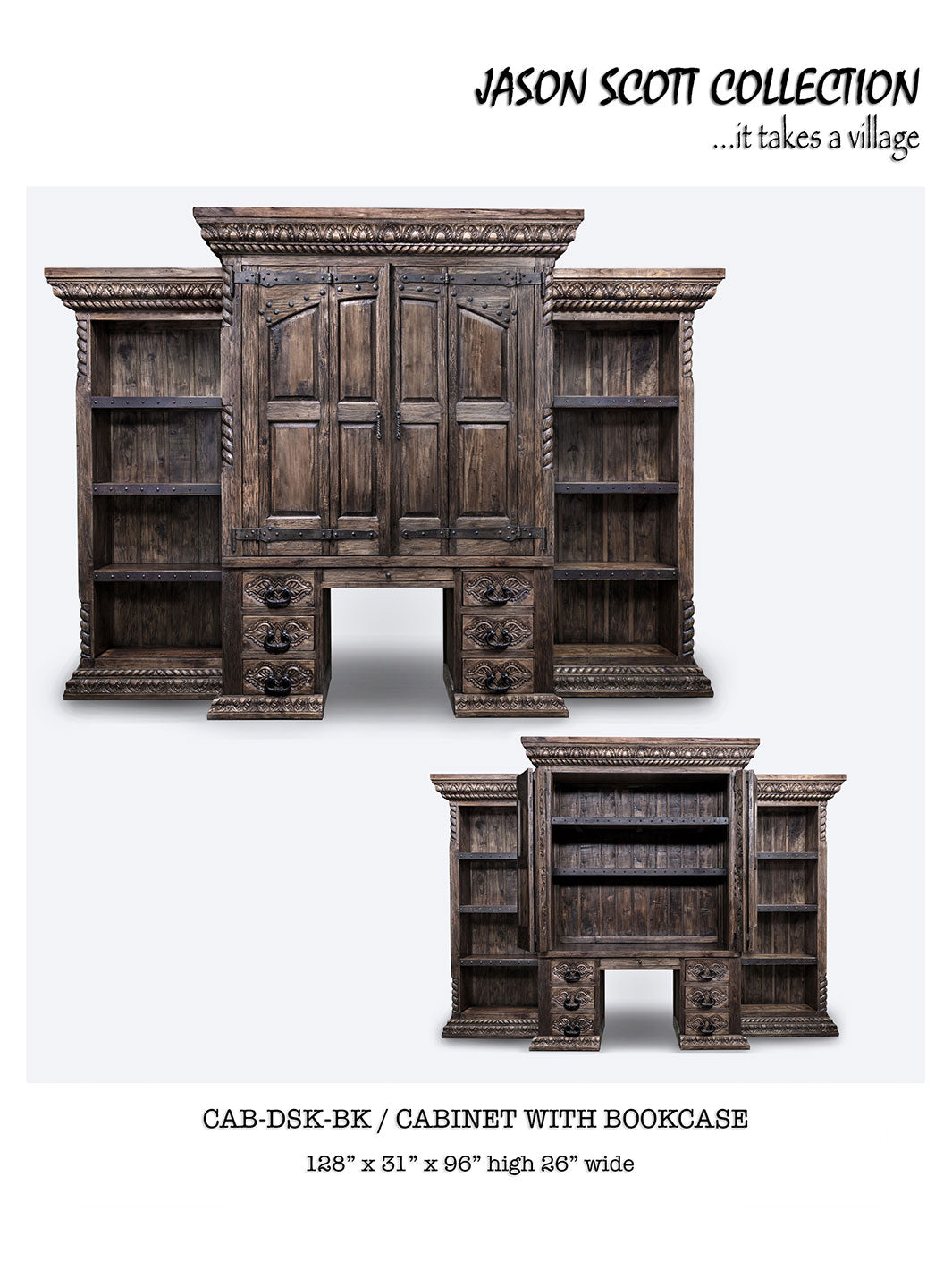 Jason Scott Cabinet Desk with Bookcases