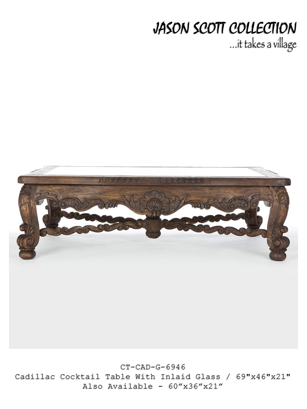 Jason Scott Cadillac Cocktail Table with Inlaid Glass