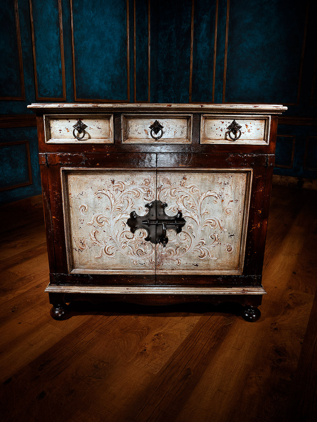 brown and white wooden chest