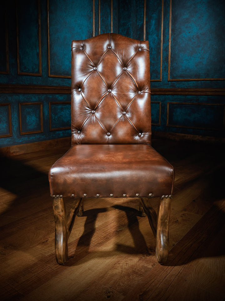 Chaps Leather & Croc Back Side Chair