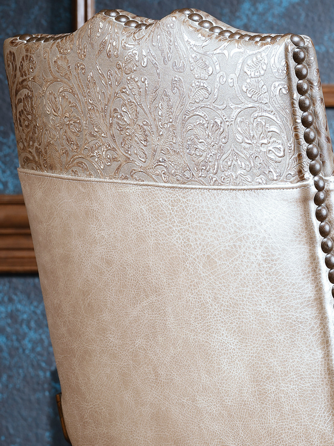 light colored leather office chair with arms