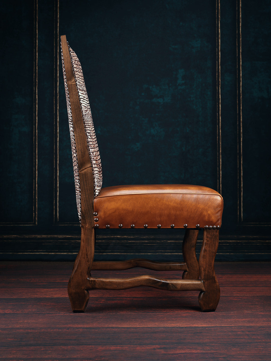 Delmonica Leather & Croc Side Chair