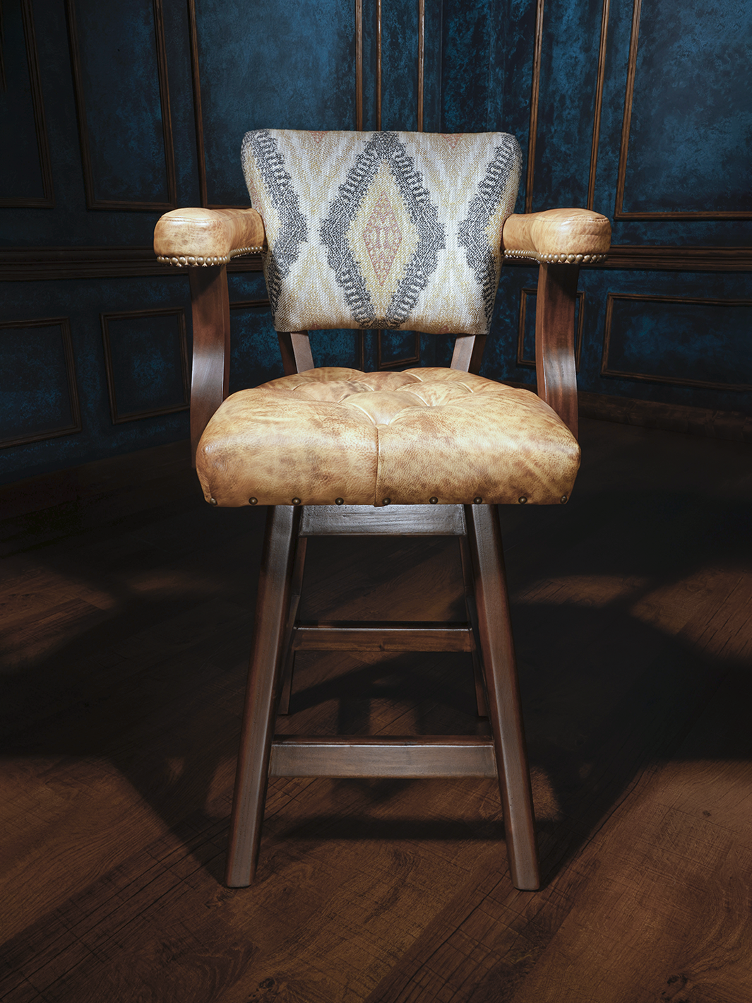 high end southwestern style leather bar stool