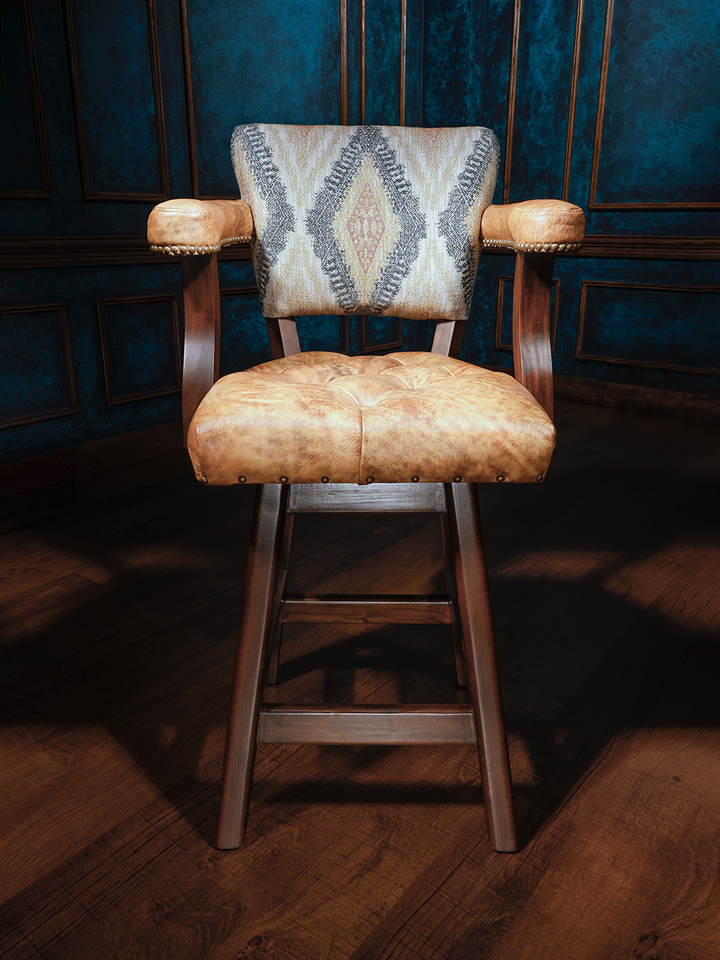 high end southwestern style leather bar stool