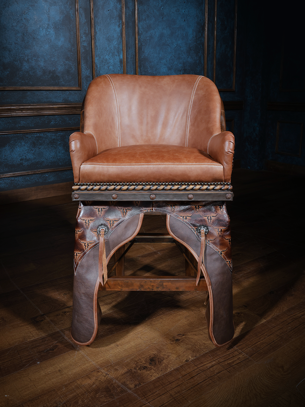 Western Point Rider Leather Bar Stool