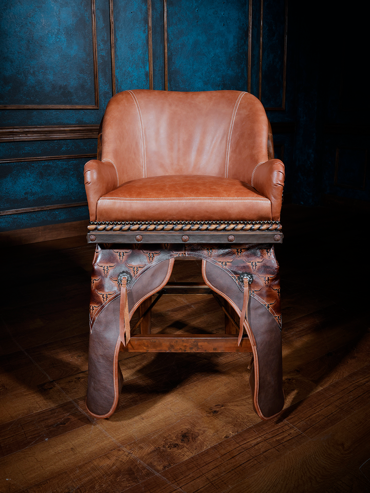 Western Point Rider Leather Bar Stool