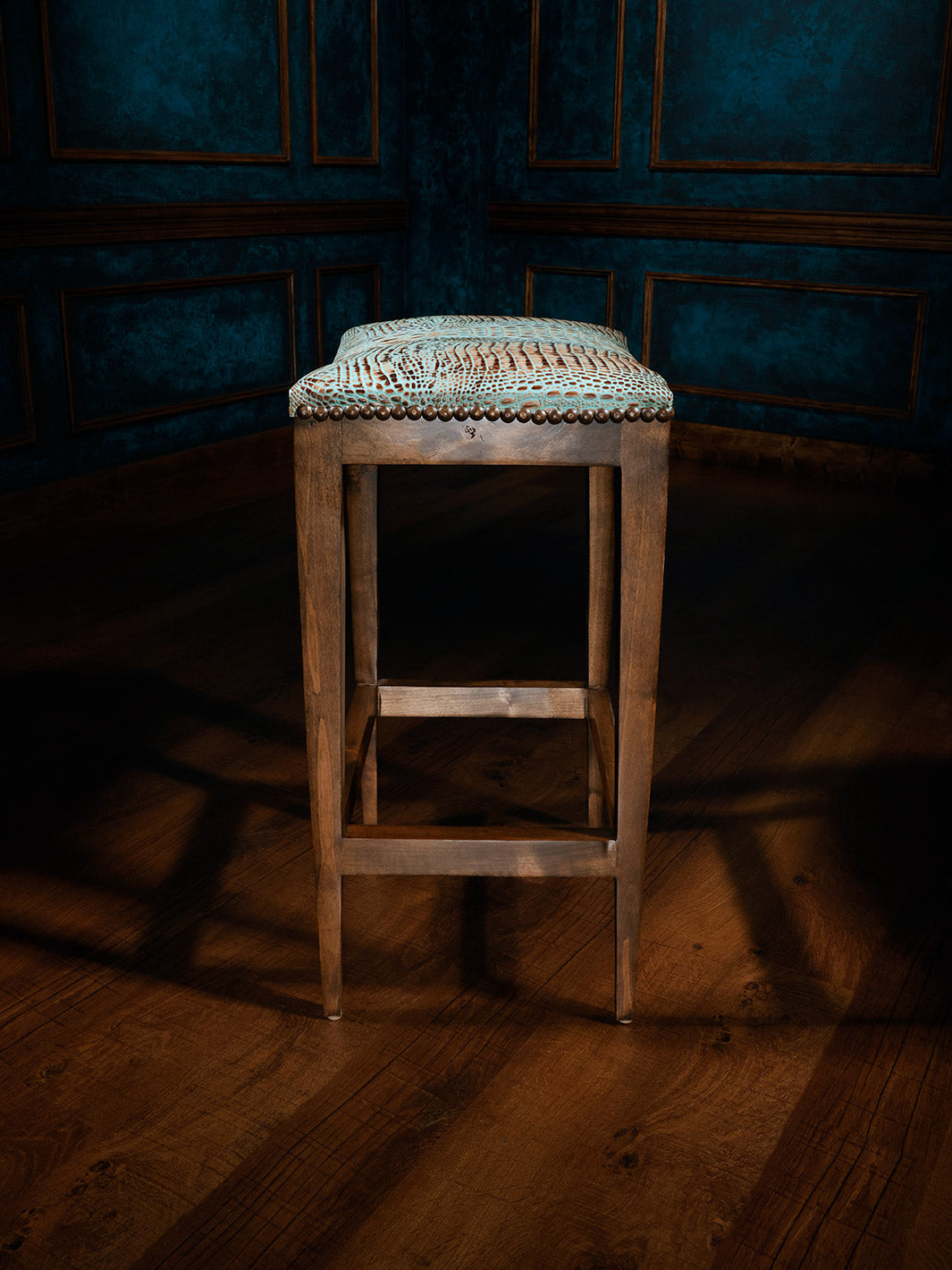 Turquoise Croc Chisum Saddle Stool