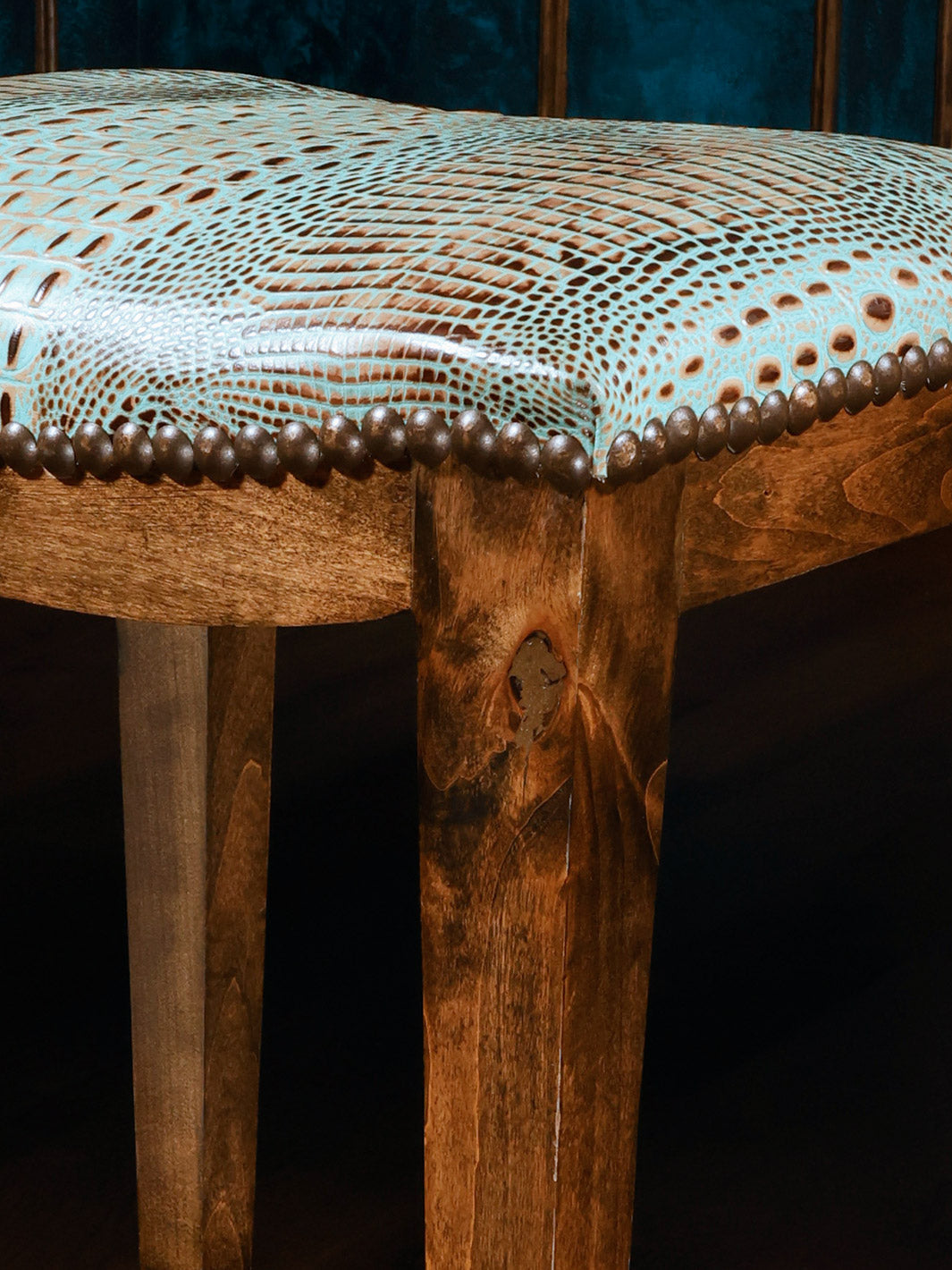 Turquoise Croc Chisum Saddle Stool