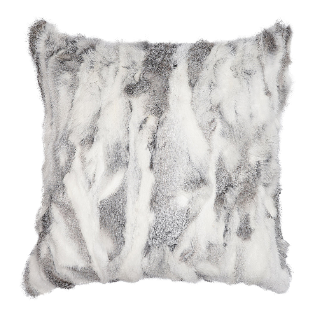 Grey Pieced Rabbit Fur Pillow