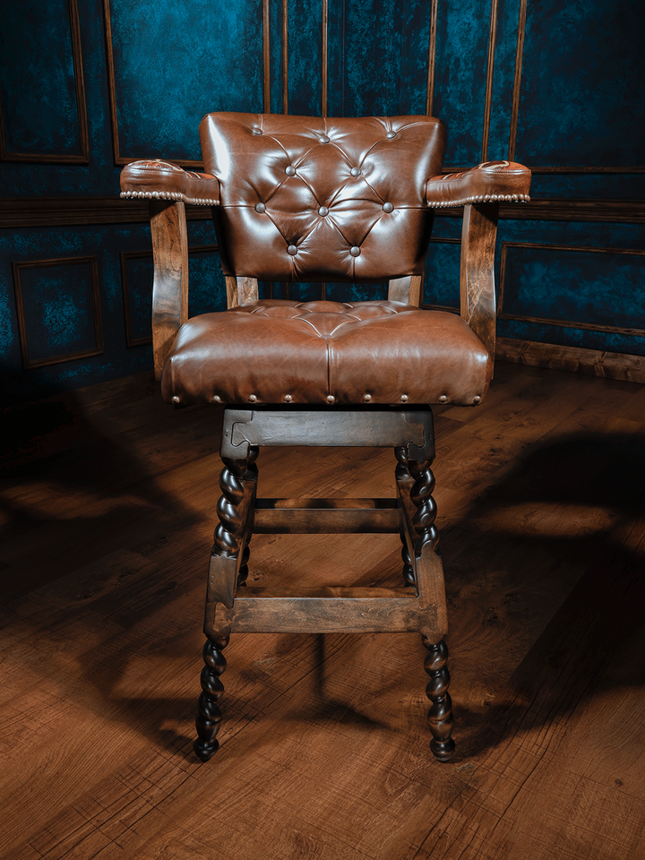 high quality western leather bar stool with cattle brands
