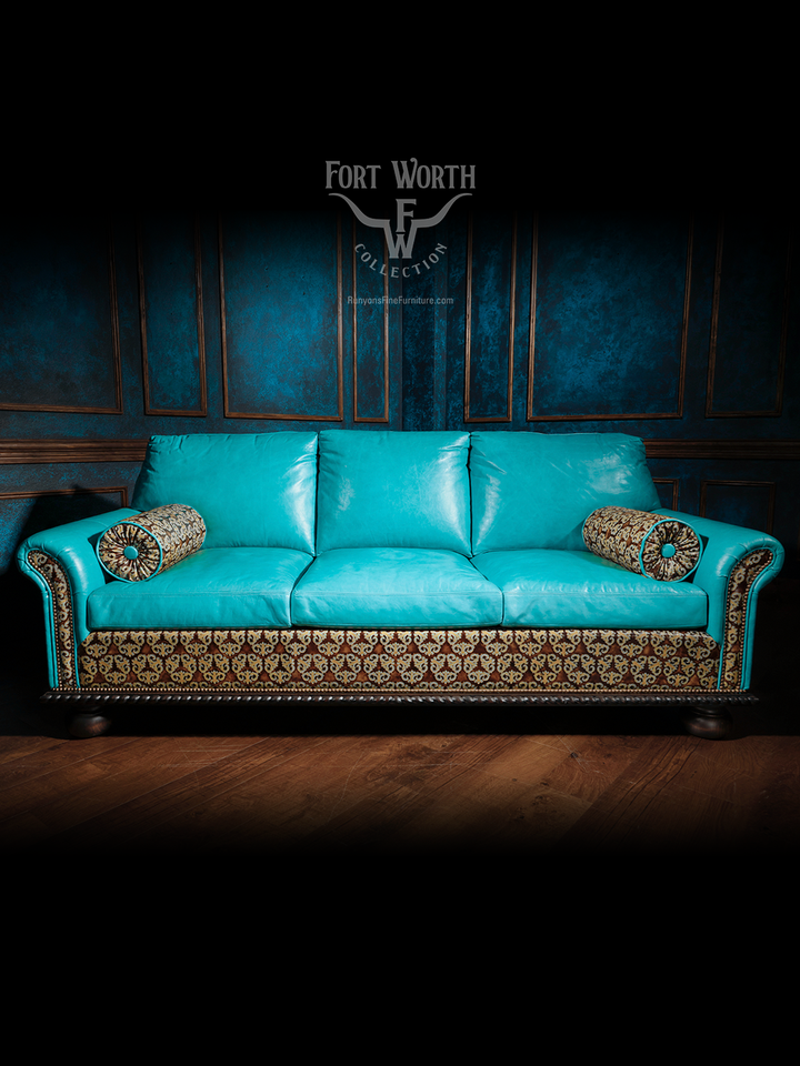 Cowboy Caribbean Blue Leather Sofa