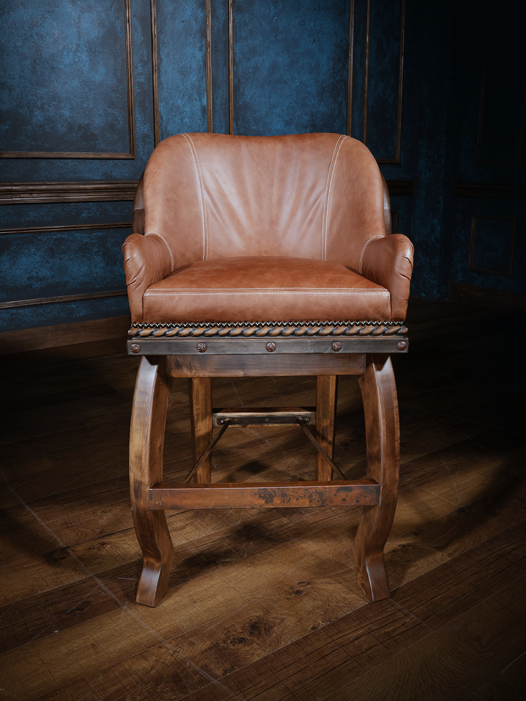 Western Point Rider Leather Bar Stool