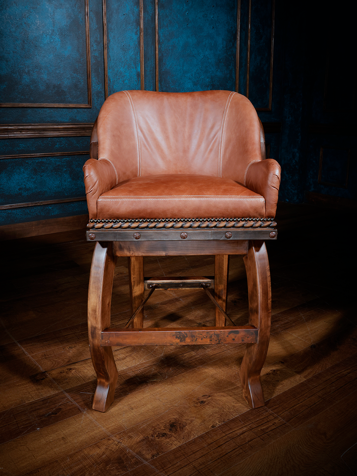 Western Point Rider Leather Bar Stool