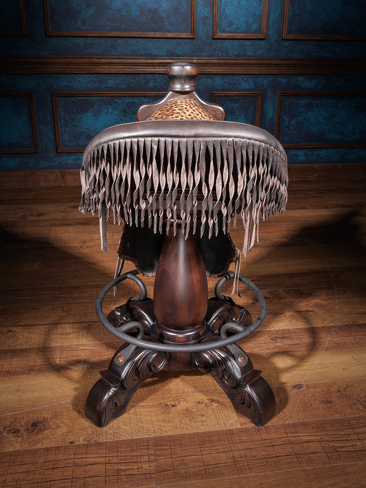 Cowboy Mocha Stud Leather Saddle Bar Stool