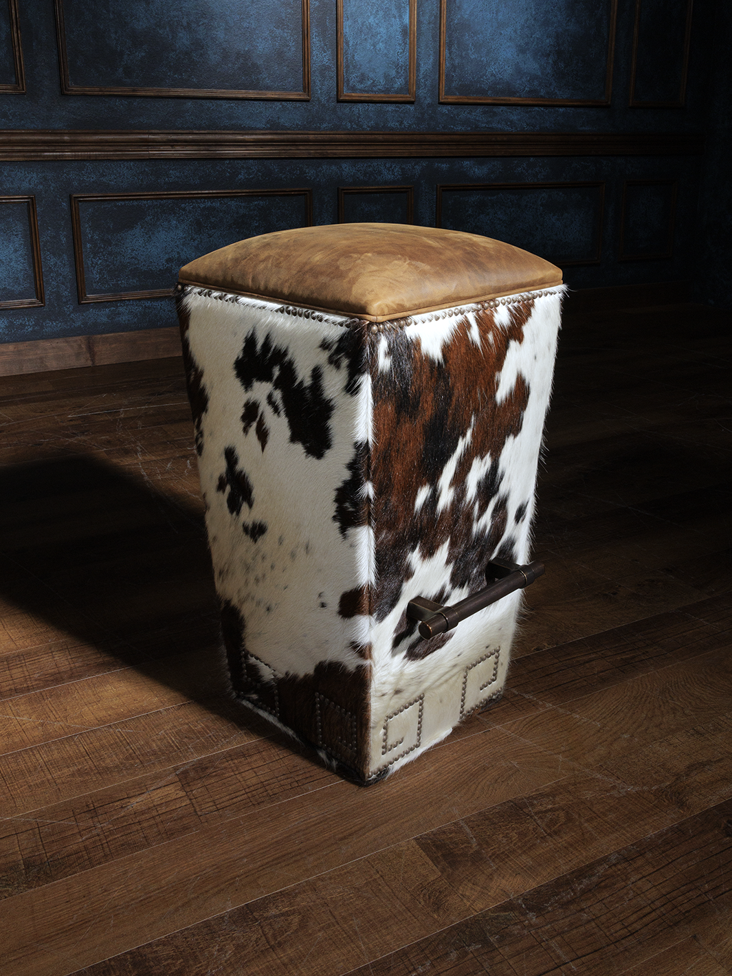 Tri Color Cowhide Bar Stool