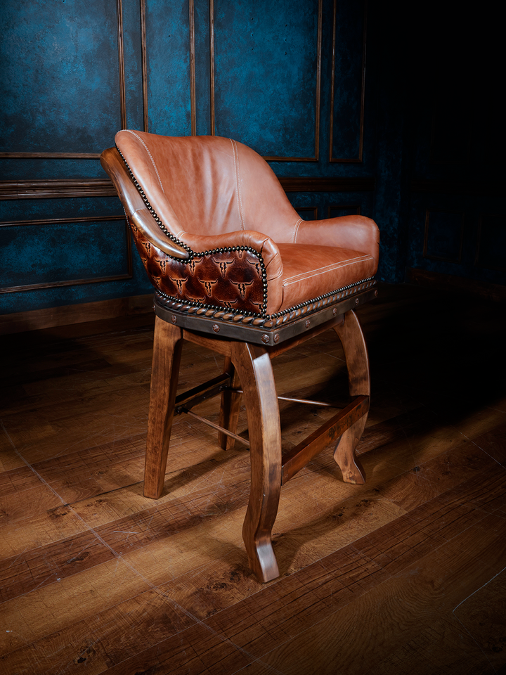 Western Point Rider Leather Bar Stool