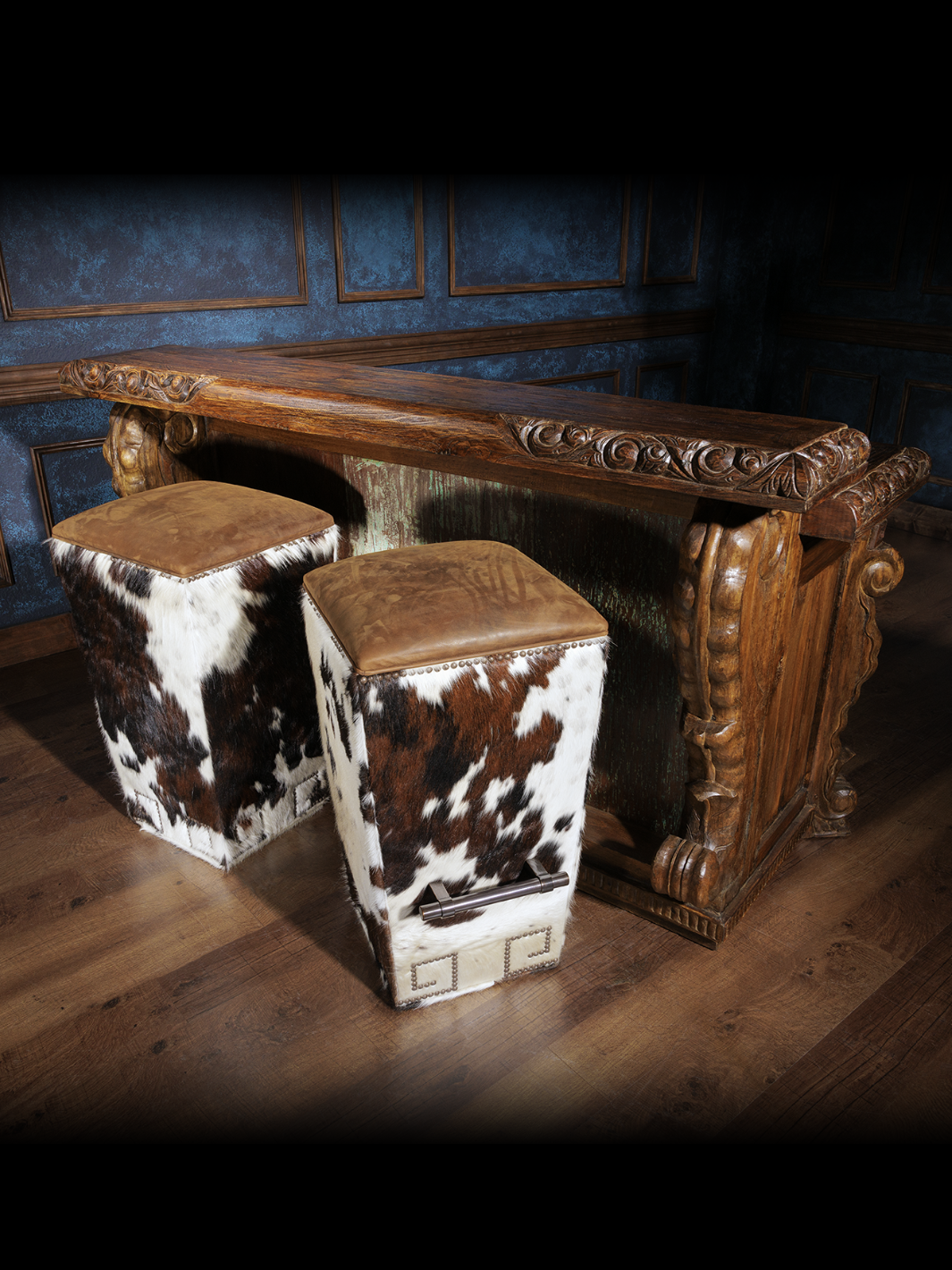 Brown Sycamore Leather Western Bar Stool