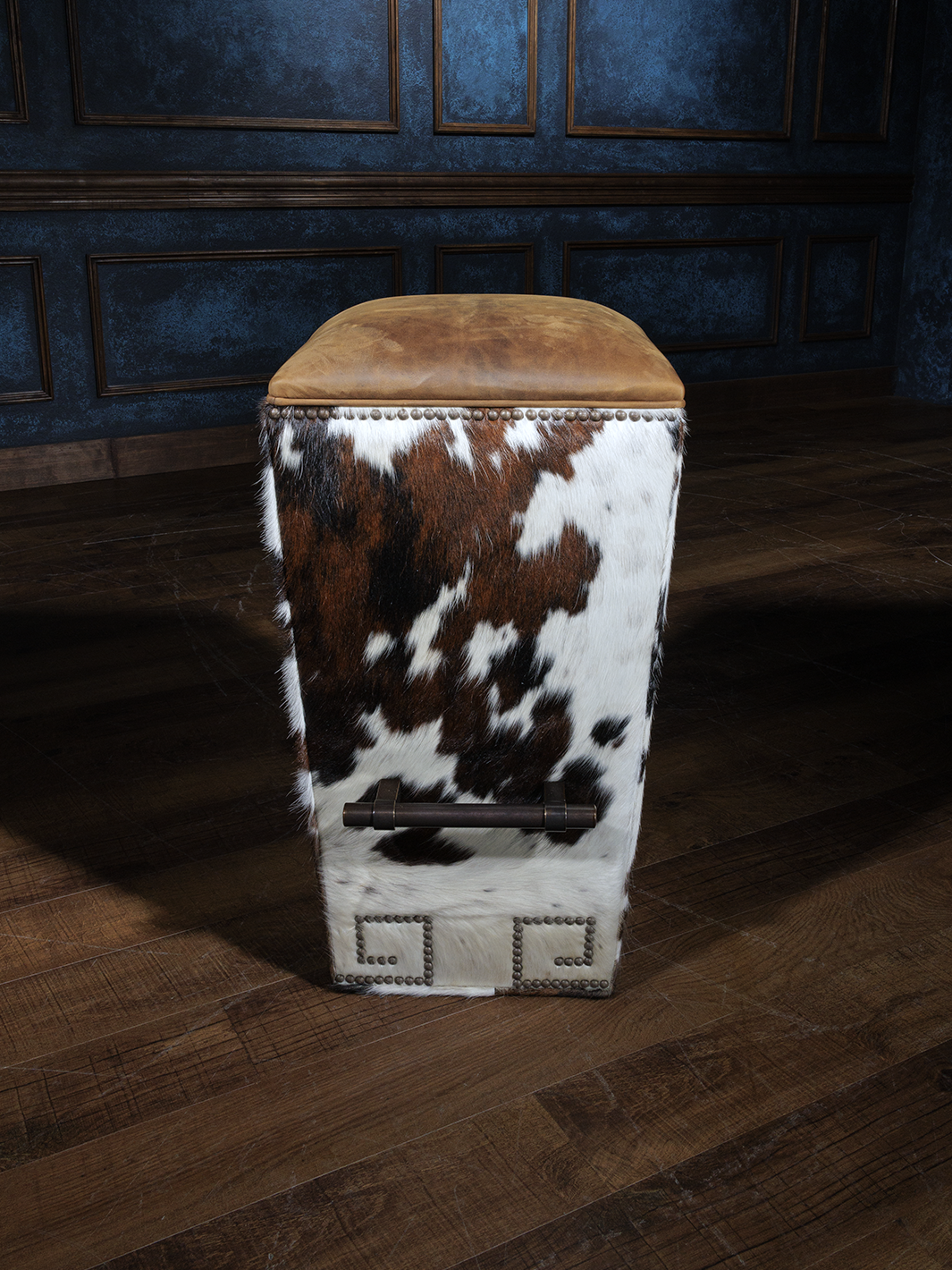Tri Color Cowhide Bar Stool