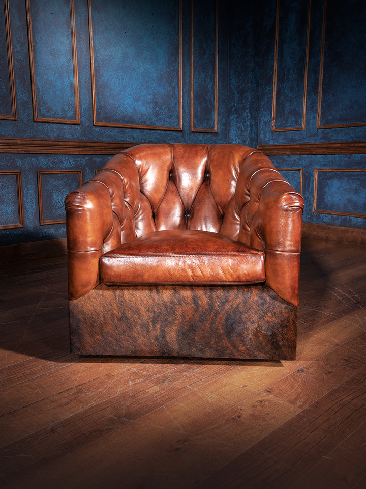 Western Elegance Leather Swivel Chair