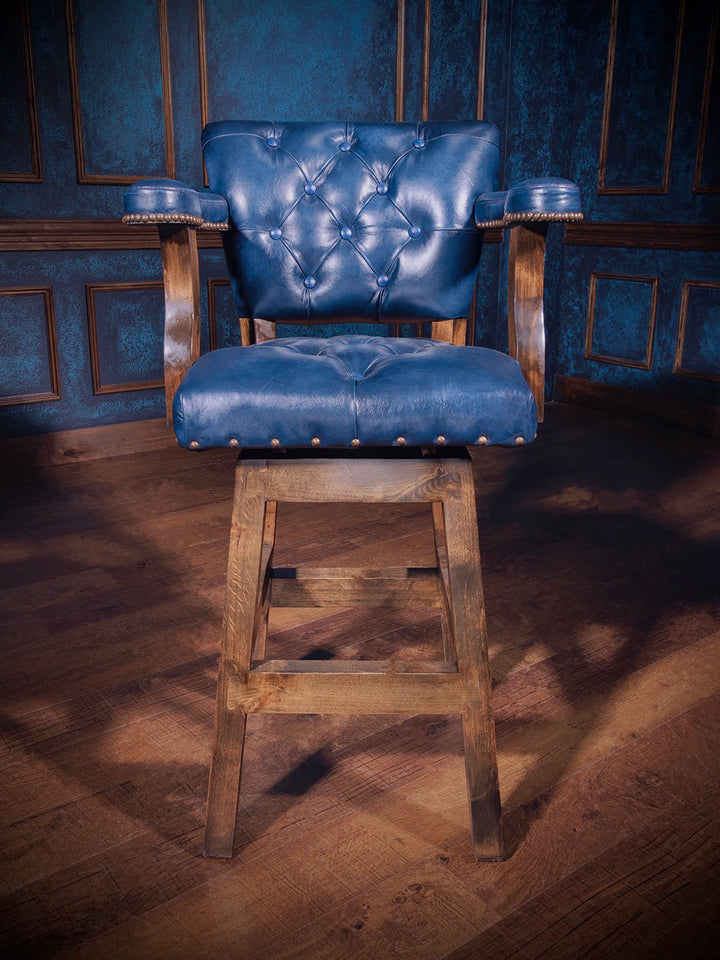 La Jolla Blue Leather Bar Stool