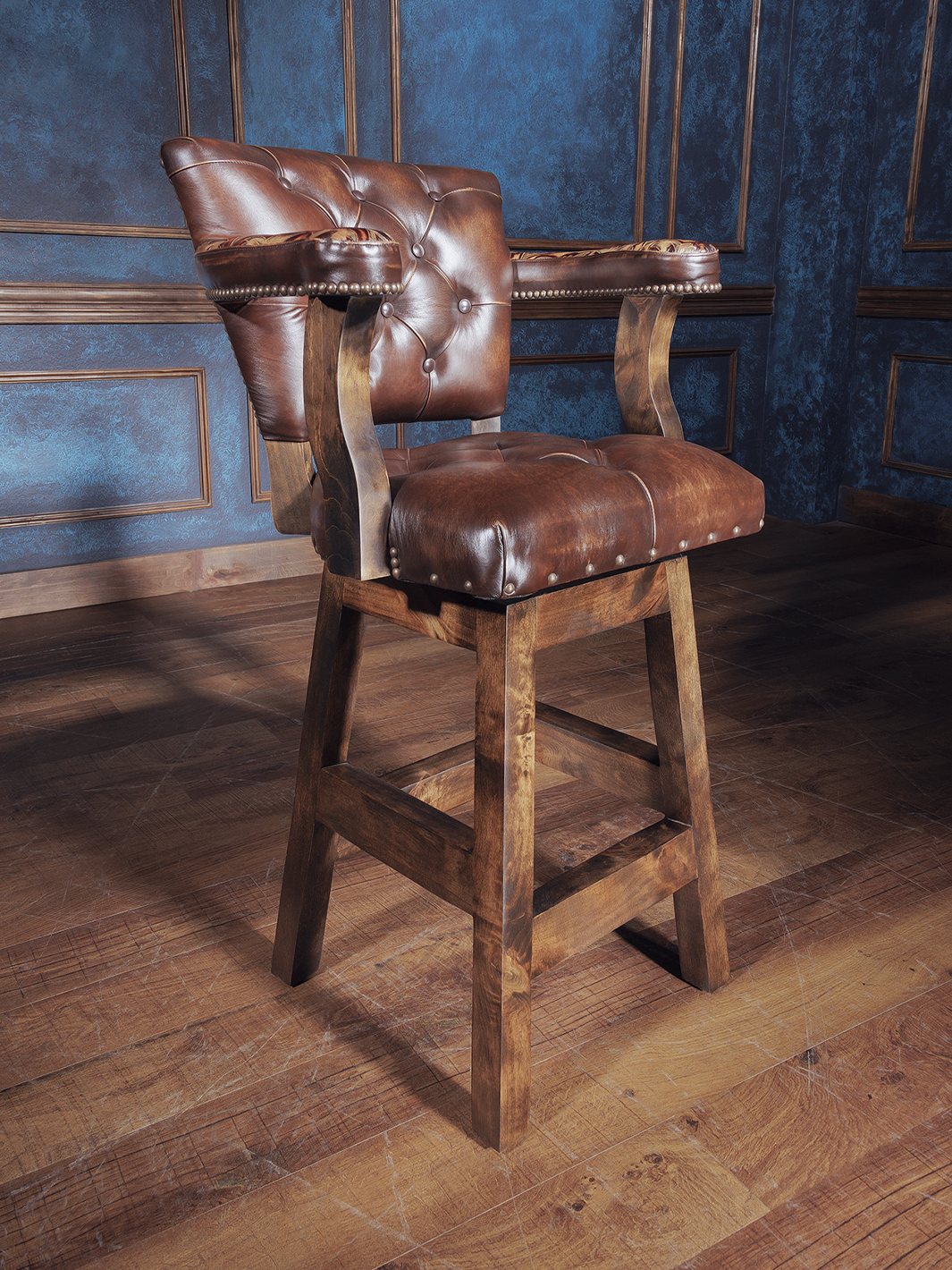 Western Brown Leather Chisum Bar Stool