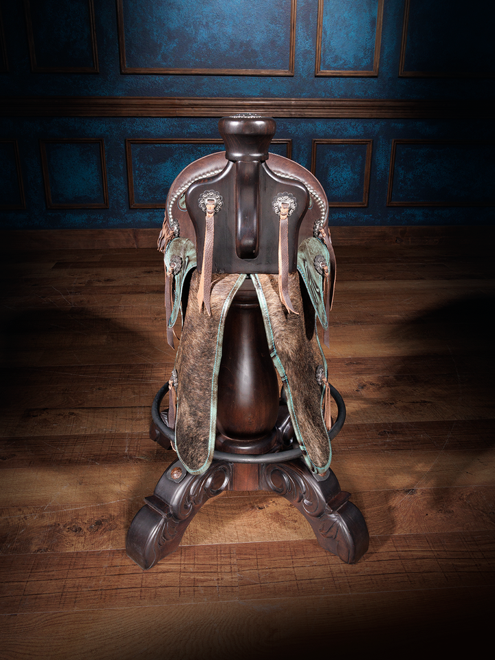Turquoise Tennessee Stud Saddle Bar Stool